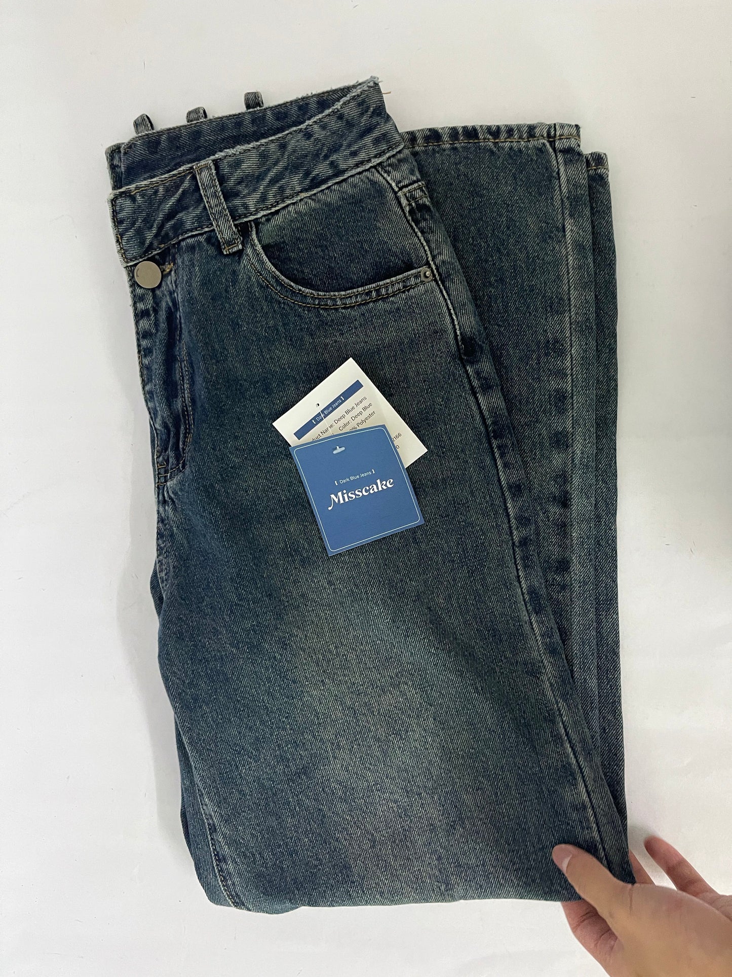 Misscake Vintage High Waist Straight Leg Jeans for Women, Distressed Washed Slim Fit Versatile Casual Denim Pants Product Highlights