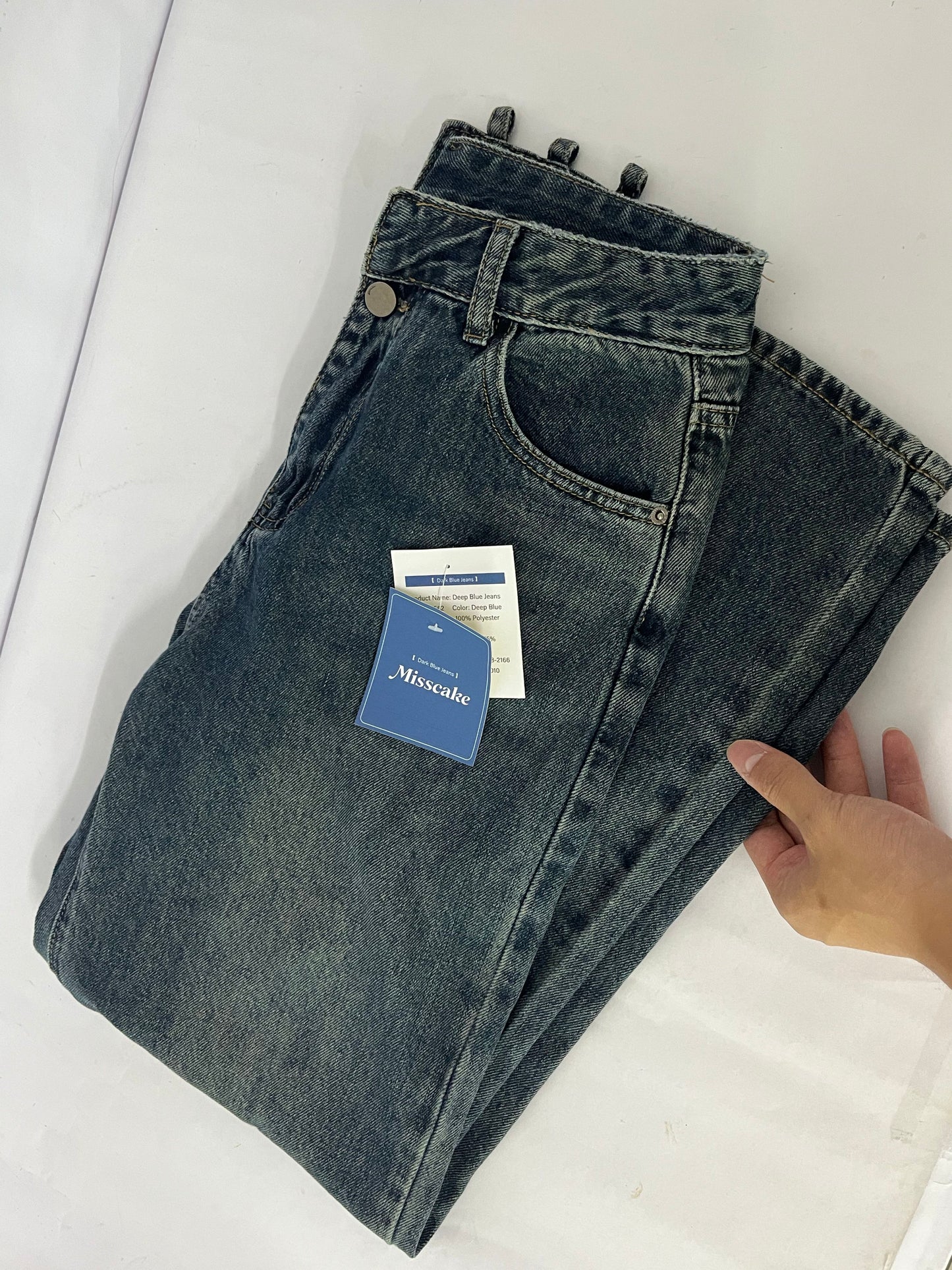 Misscake Vintage High Waist Straight Leg Jeans for Women, Distressed Washed Slim Fit Versatile Casual Denim Pants Product Highlights