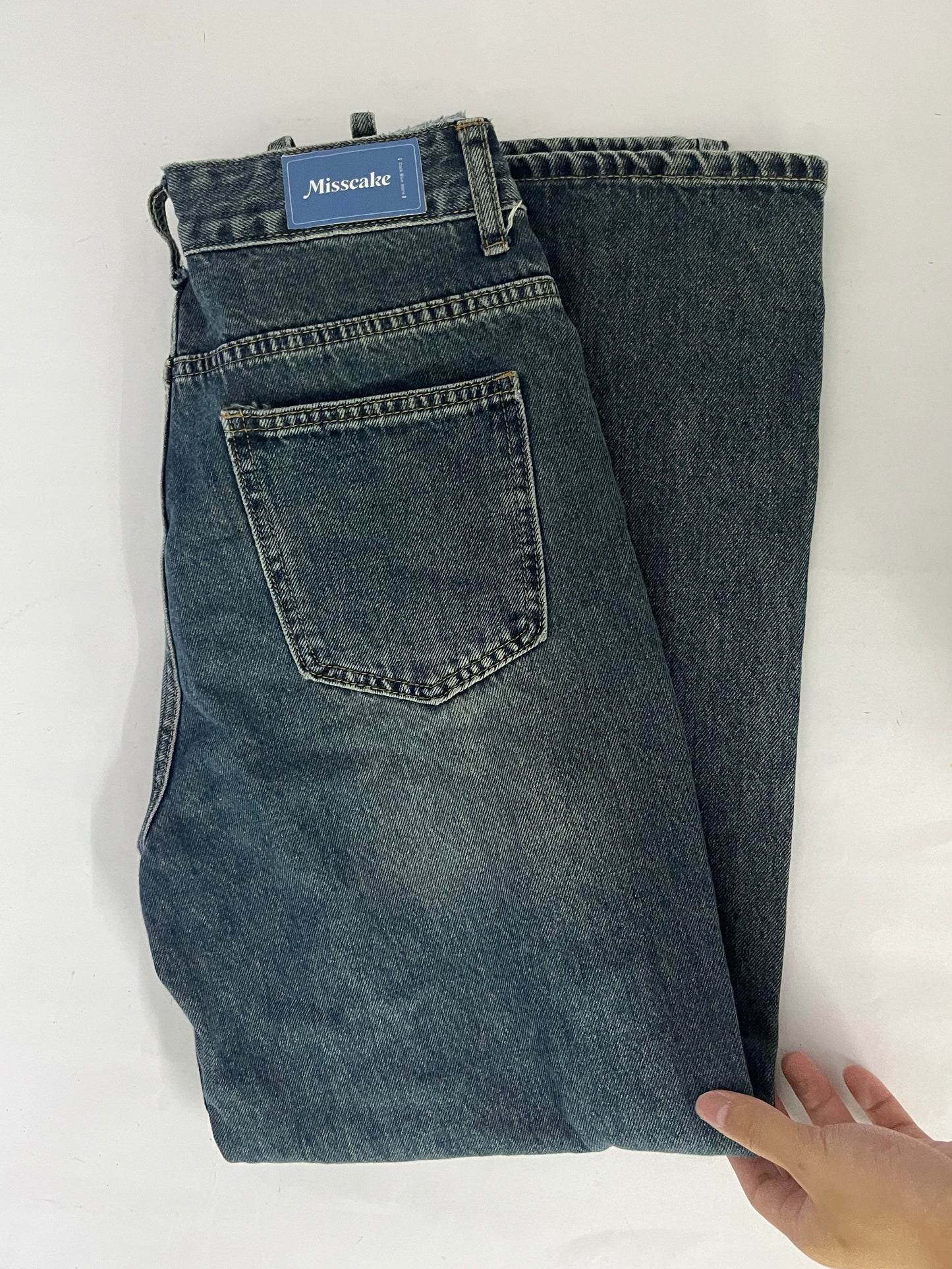 Misscake Vintage High Waist Straight Leg Jeans for Women, Distressed Washed Slim Fit Versatile Casual Denim Pants Product Highlights