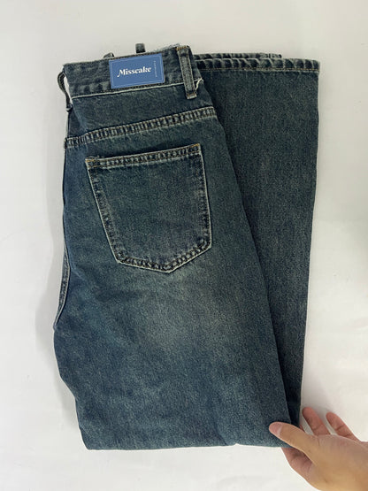 Misscake Vintage High Waist Straight Leg Jeans for Women, Distressed Washed Slim Fit Versatile Casual Denim Pants Product Highlights
