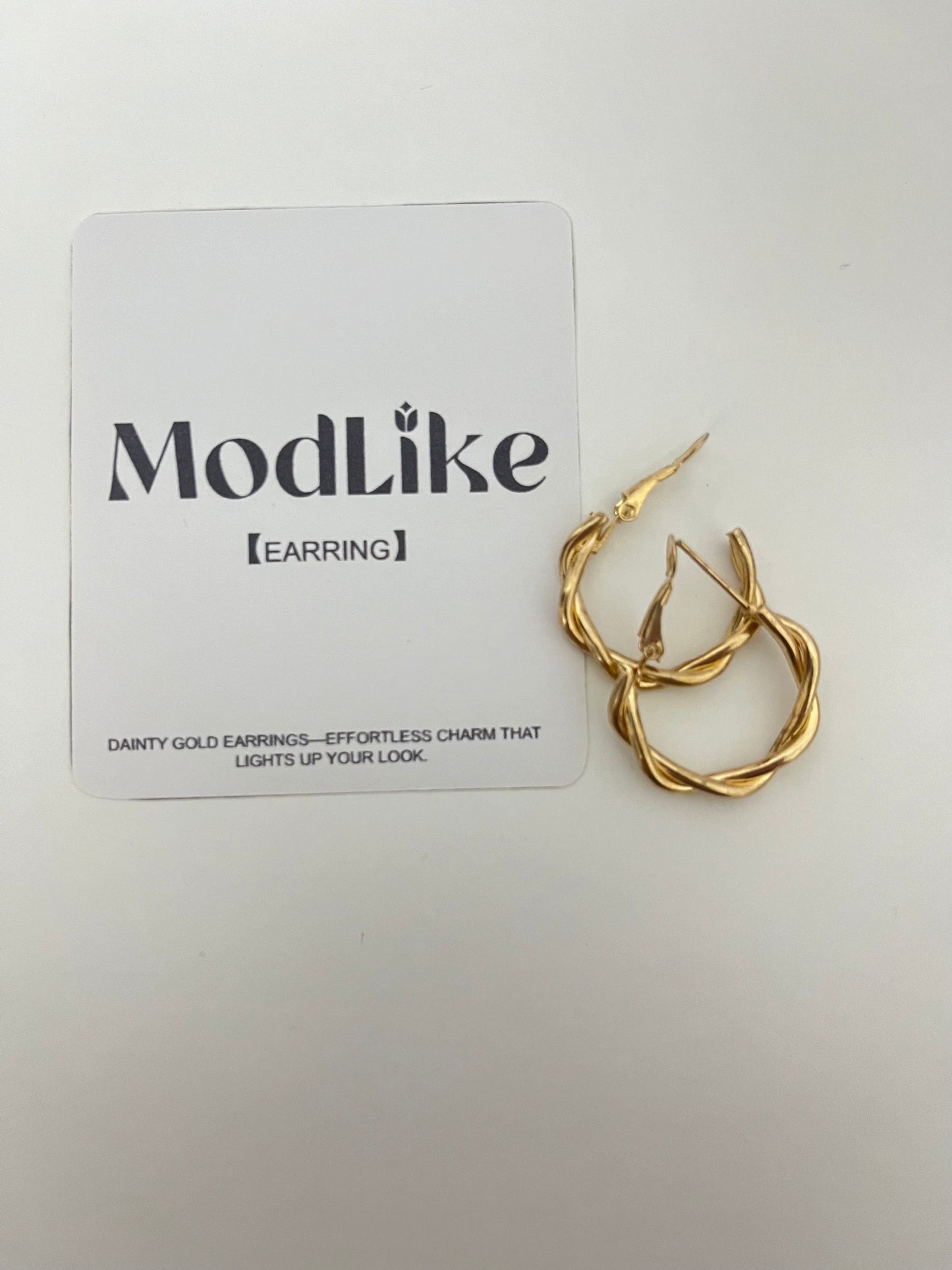 ModLike Twisted Gold Hoop Earrings - Light Luxury Retro Metal Large Hoop Earrings