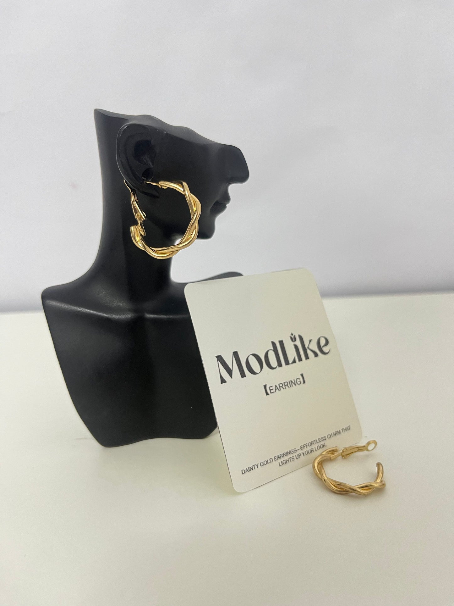 ModLike Twisted Gold Hoop Earrings - Light Luxury Retro Metal Large Hoop Earrings