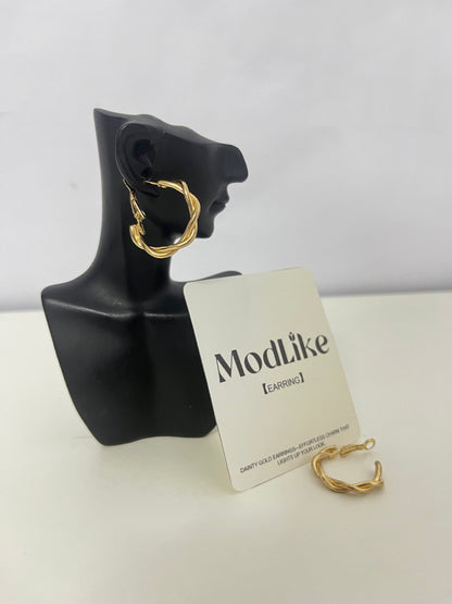 ModLike Twisted Gold Hoop Earrings - Light Luxury Retro Metal Large Hoop Earrings