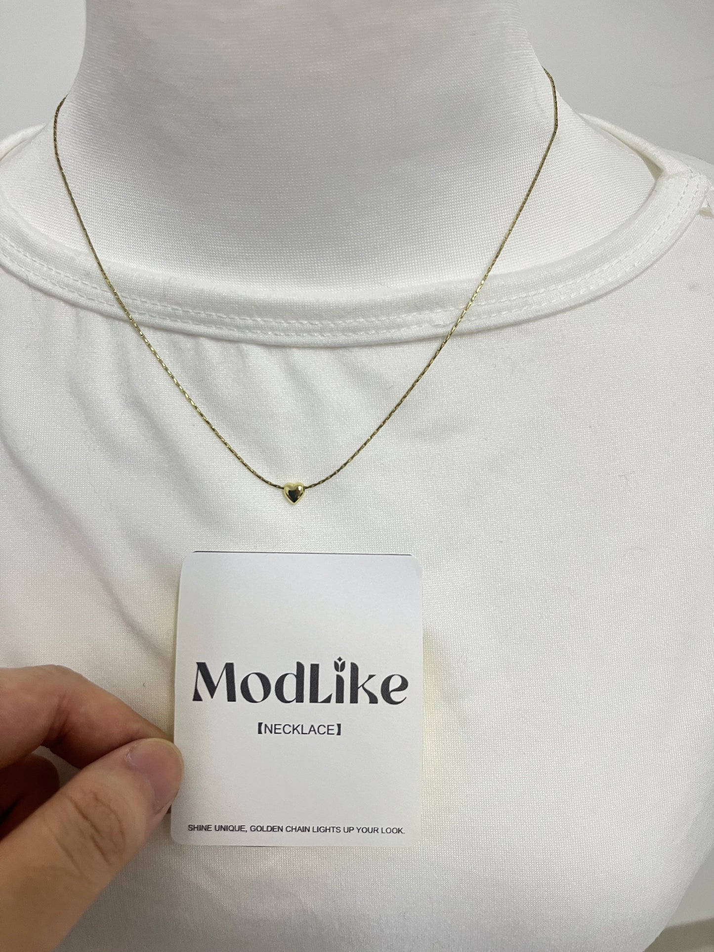 ModLike Dainty Chain Heart Pendant Necklace - Light Luxury Minimalist Gold Clavicle Chain