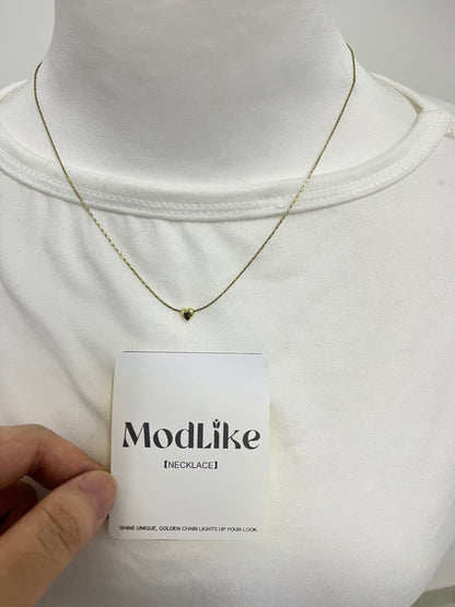 ModLike Dainty Chain Heart Pendant Necklace - Light Luxury Minimalist Gold Clavicle Chain