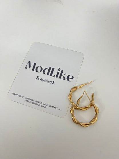 ModLike Twisted Gold Hoop Earrings - Light Luxury Retro Metal Large Hoop Earrings