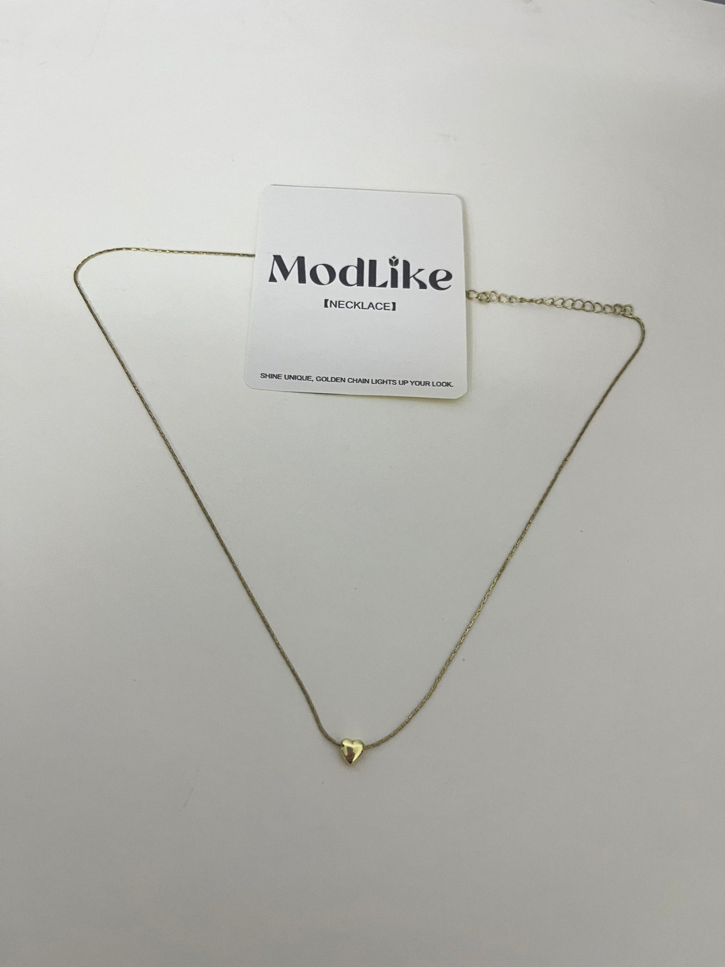 ModLike Dainty Chain Heart Pendant Necklace - Light Luxury Minimalist Gold Clavicle Chain