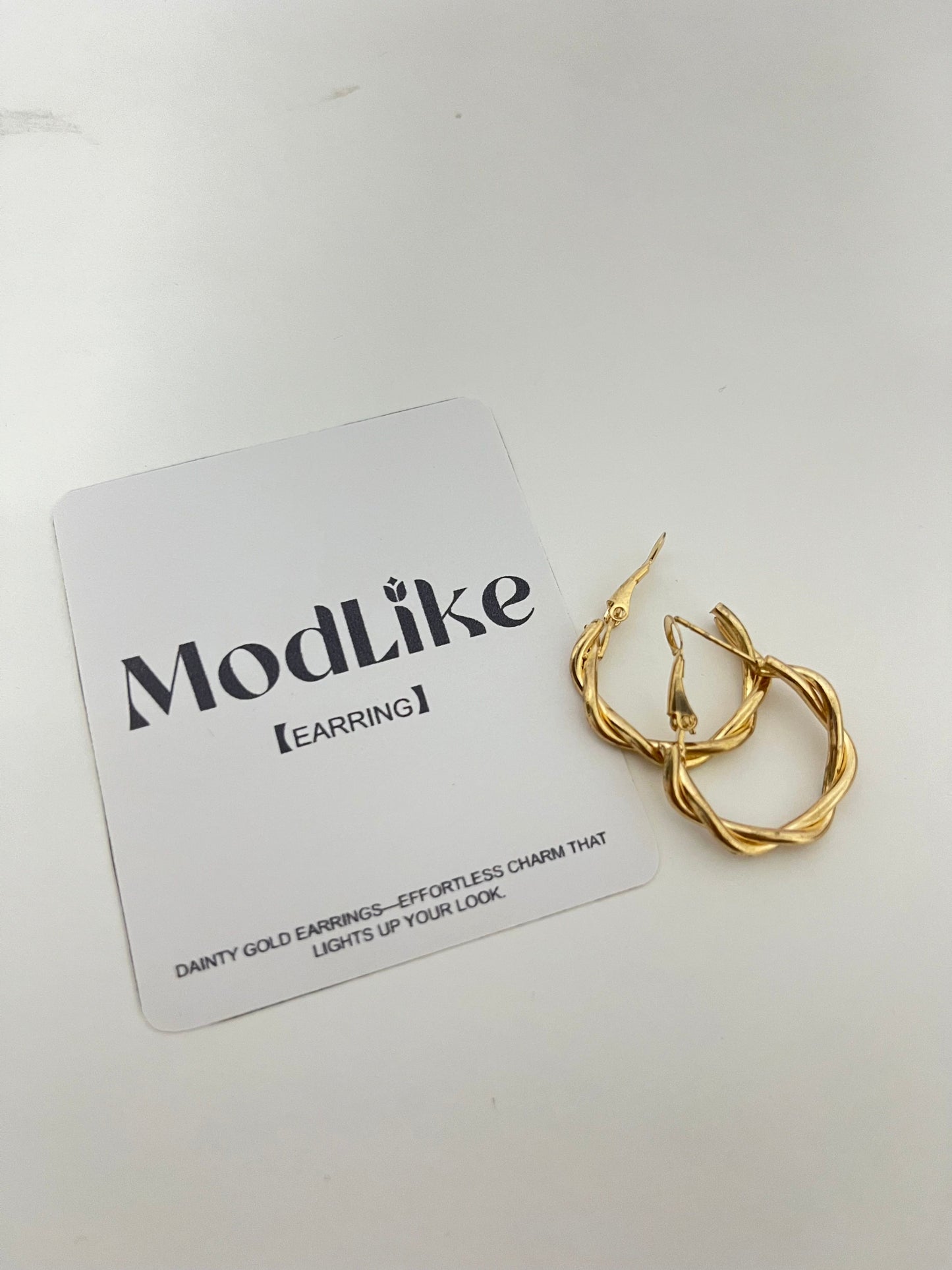 ModLike Twisted Gold Hoop Earrings - Light Luxury Retro Metal Large Hoop Earrings