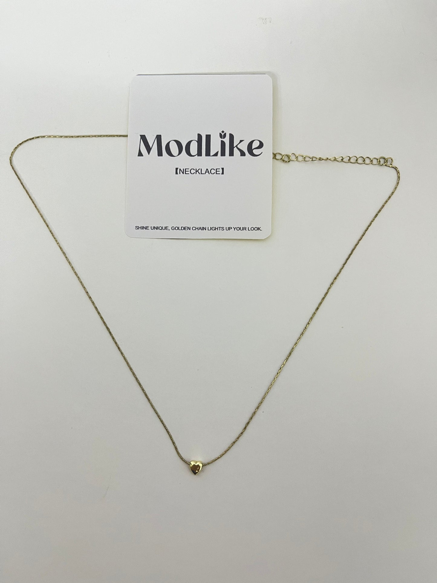 ModLike Dainty Chain Heart Pendant Necklace - Light Luxury Minimalist Gold Clavicle Chain