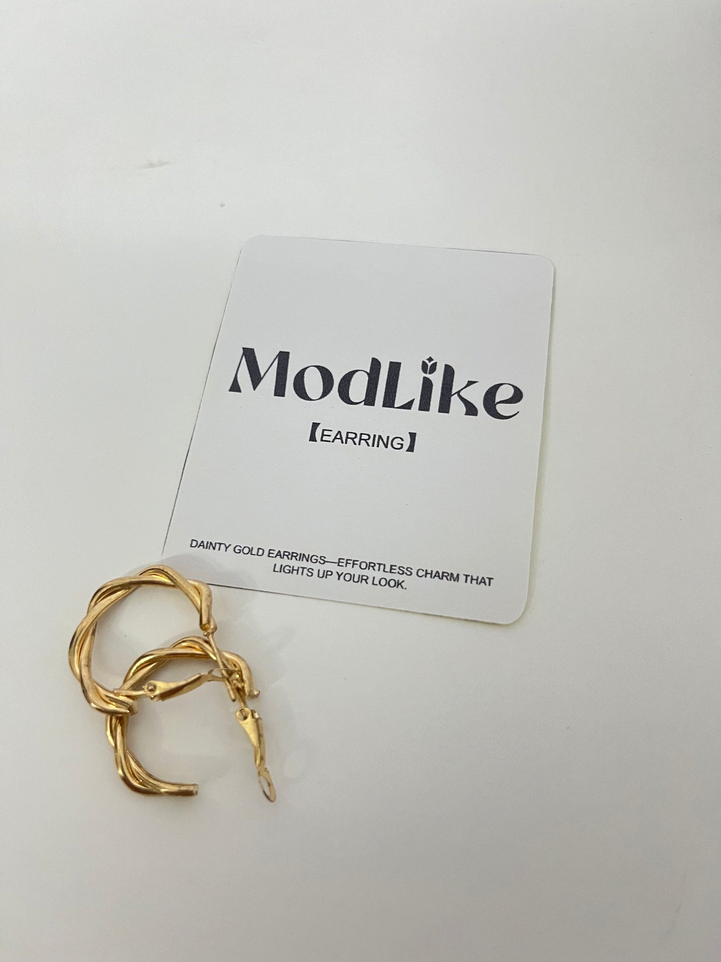ModLike Twisted Gold Hoop Earrings - Light Luxury Retro Metal Large Hoop Earrings