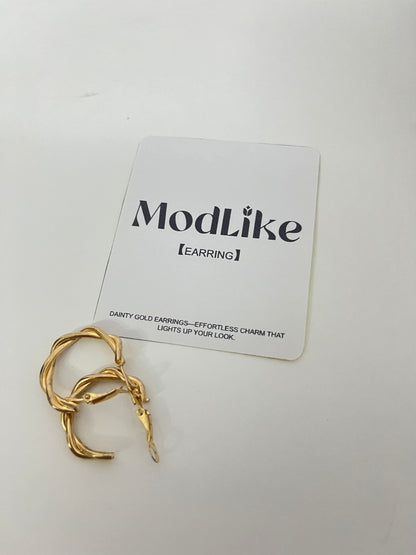 ModLike Twisted Gold Hoop Earrings - Light Luxury Retro Metal Large Hoop Earrings
