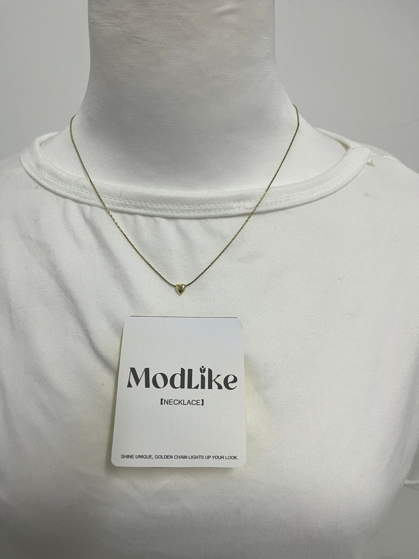 ModLike Dainty Chain Heart Pendant Necklace - Light Luxury Minimalist Gold Clavicle Chain