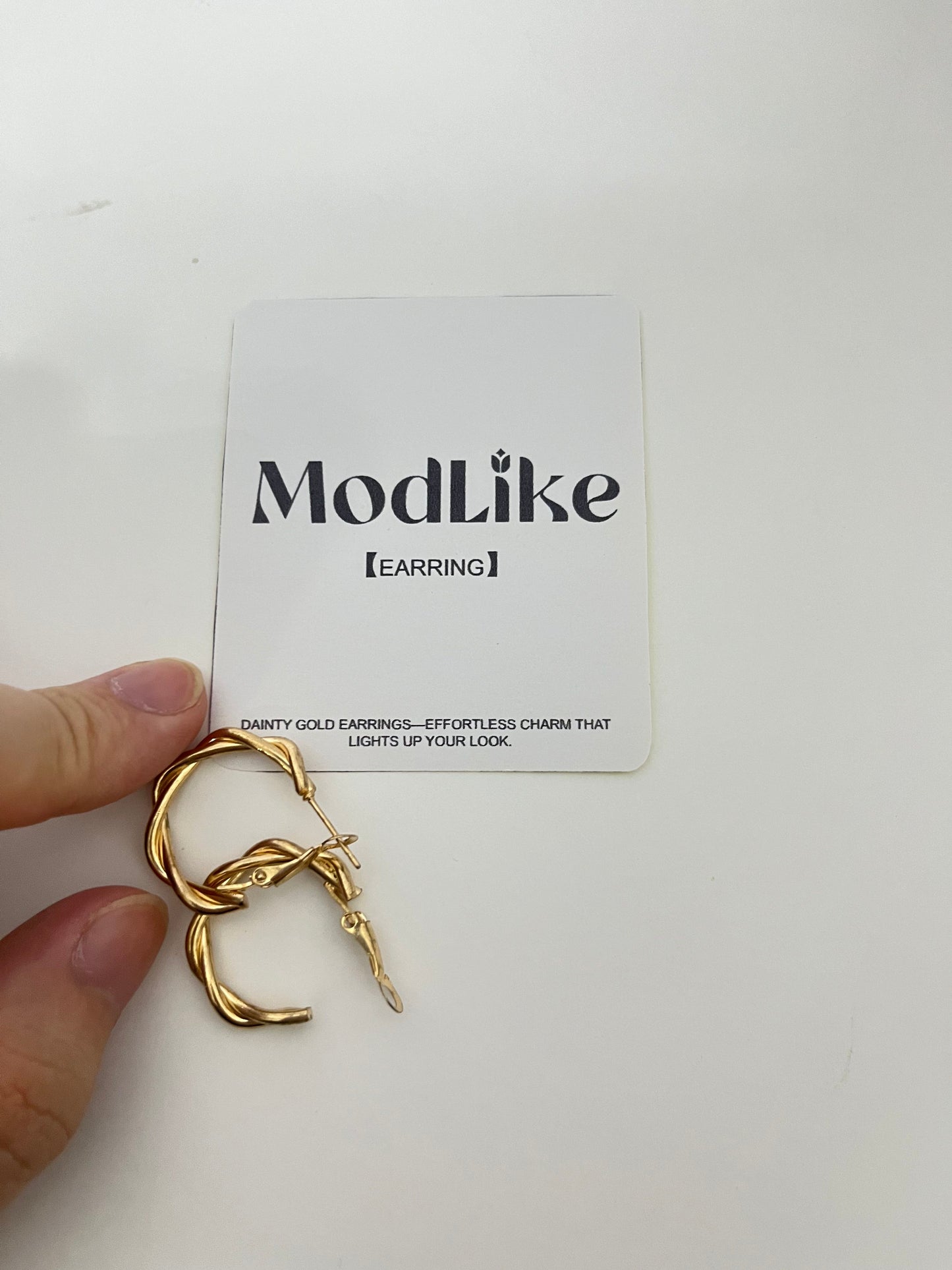 ModLike Twisted Gold Hoop Earrings - Light Luxury Retro Metal Large Hoop Earrings