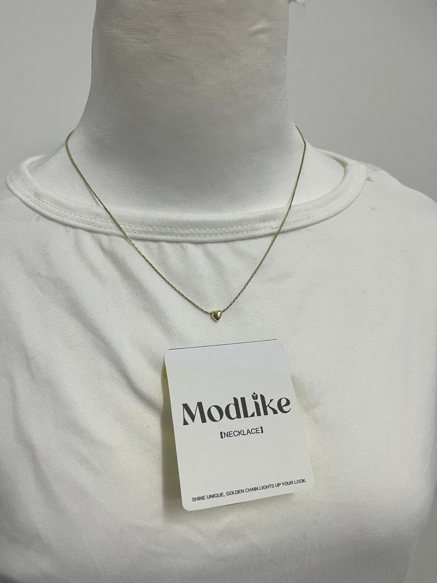 ModLike Dainty Chain Heart Pendant Necklace - Light Luxury Minimalist Gold Clavicle Chain