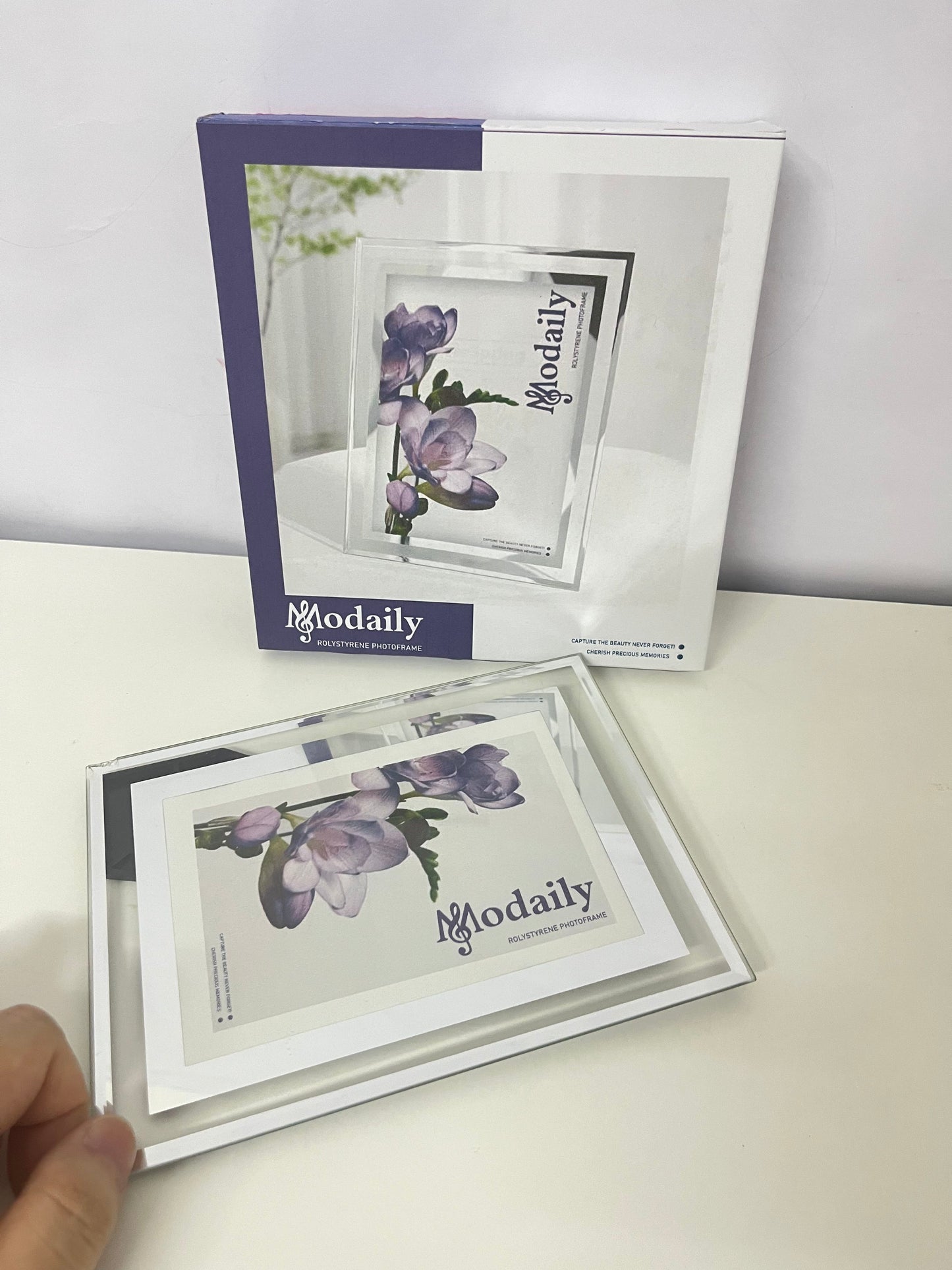 Modaily Clear Polystyrene Picture Frame - Shatter-Resistant Tabletop/Wall Mount Photo Frame for Home & Office Decor