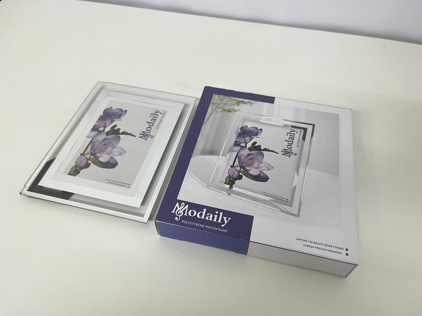Modaily Clear Polystyrene Picture Frame - Shatter-Resistant Tabletop/Wall Mount Photo Frame for Home & Office Decor