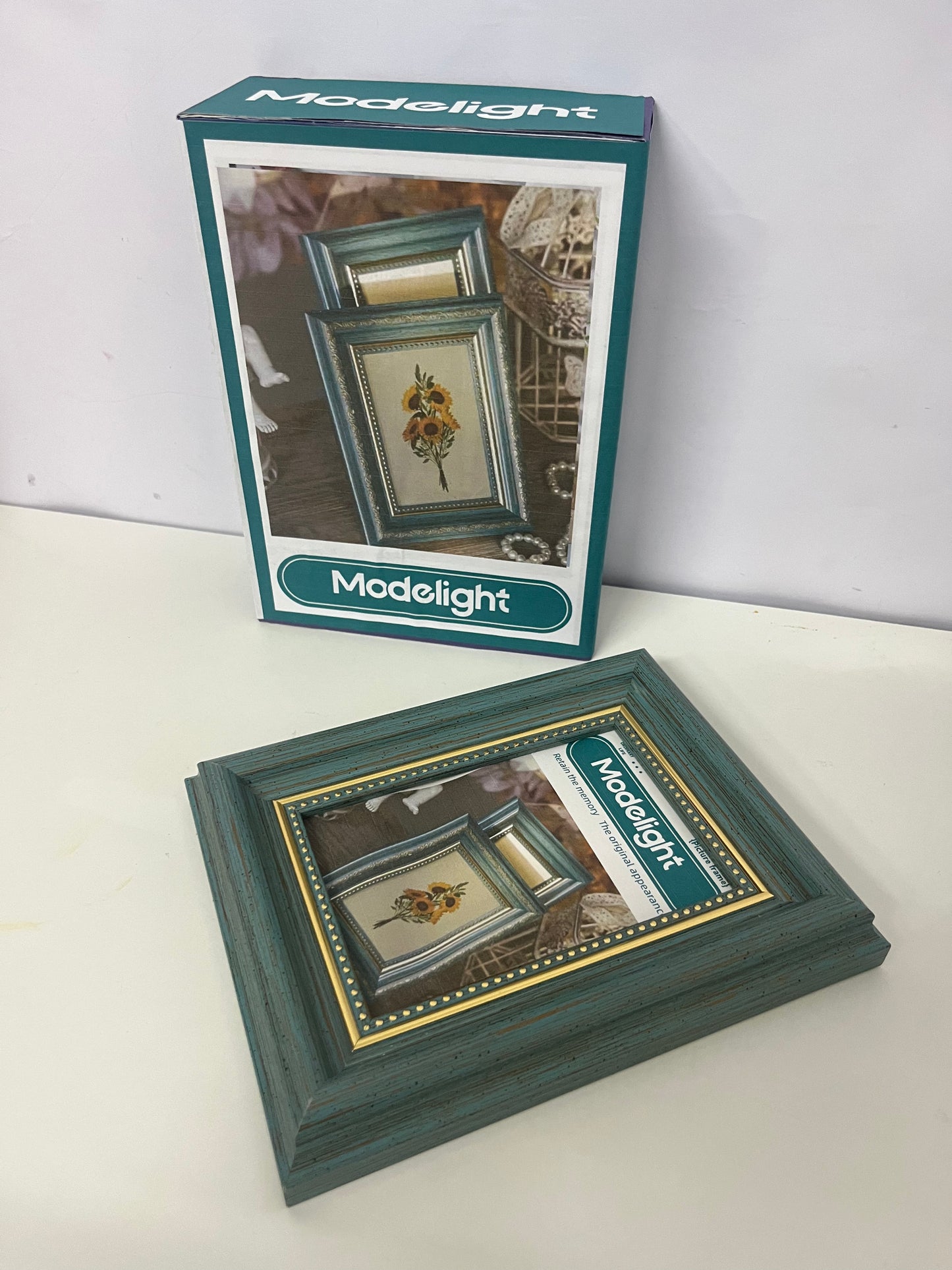 [Modelight Picture frames]-Vintage Distressed Picture Frame - American Country Style Tabletop & Wall-Mountable Frame