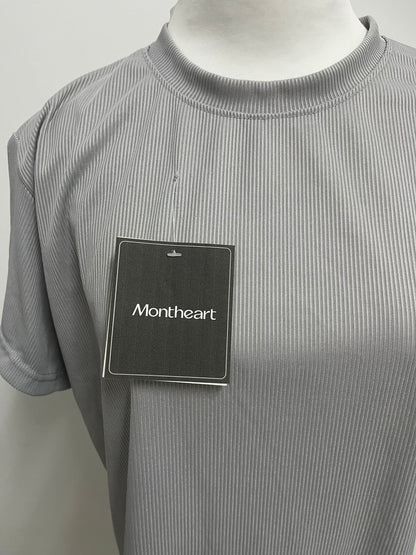 【Montheart Light Gray Striped T-shirt】—— Sleek Choice of Daily & Casual Wear