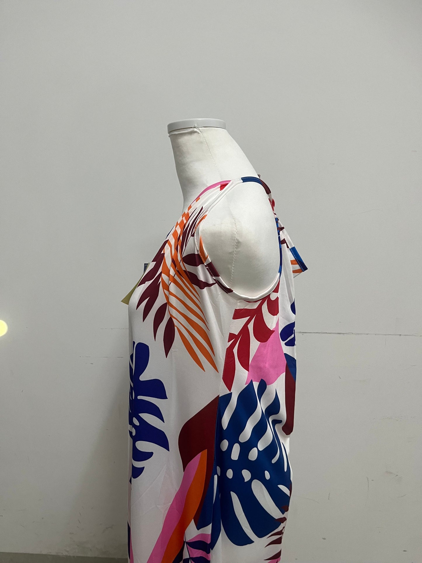 Moonion Summer Dress - Red/White/Blue Tropical Print, Stretch Fabric