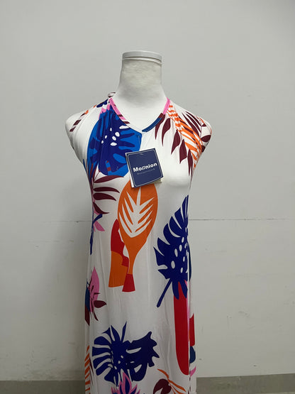 Moonion Summer Dress - Red/White/Blue Tropical Print, Stretch Fabric
