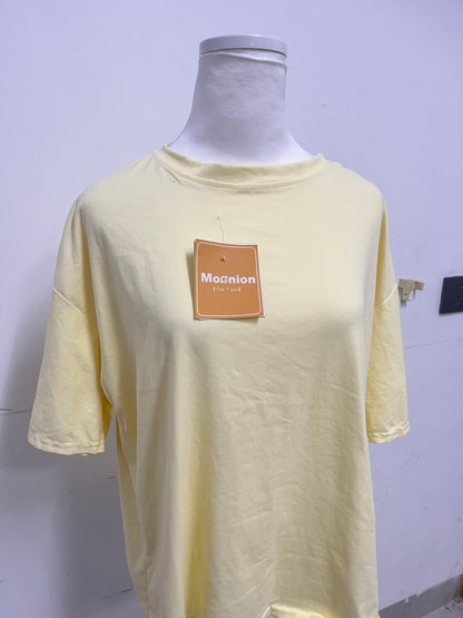 Moonion T-Shirt - 100% Mulberry Silk Yellow for Effortless Luxury