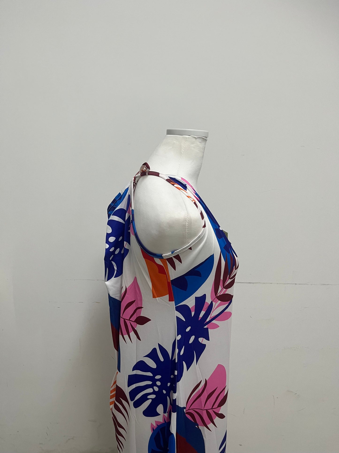 Moonion Summer Dress - Red/White/Blue Tropical Print, Stretch Fabric