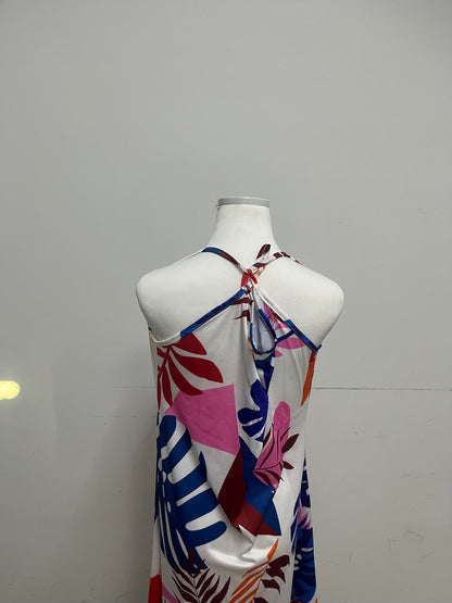 Moonion Summer Dress - Red/White/Blue Tropical Print, Stretch Fabric