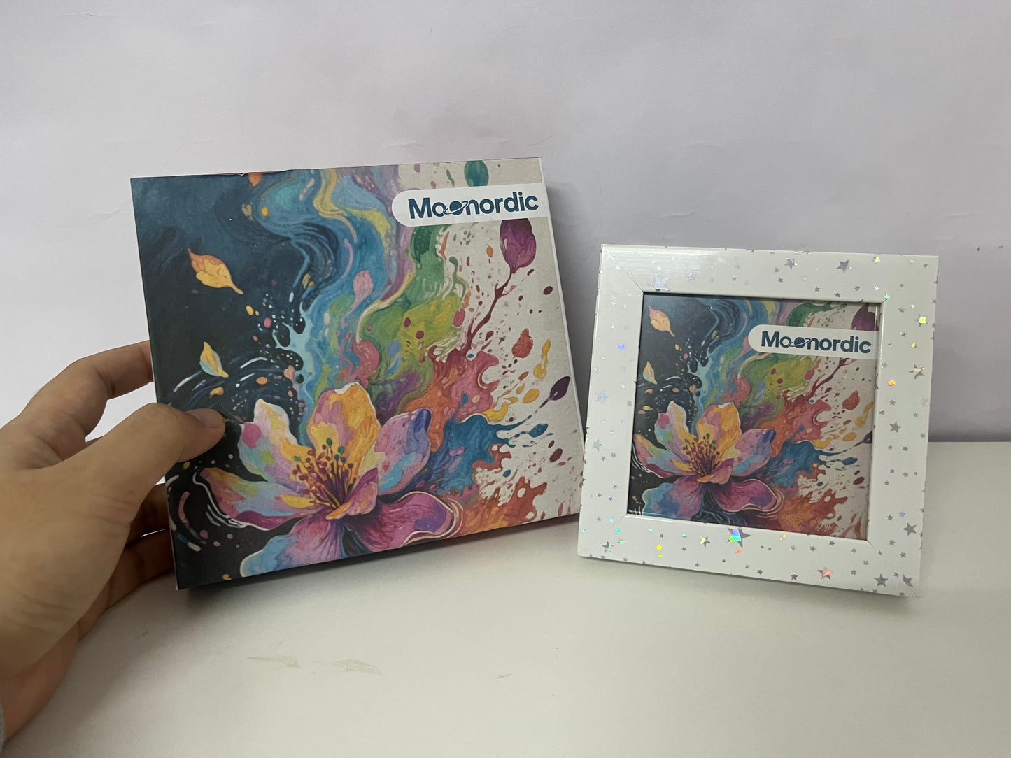 Moonordic Art Ink-Splash Photo Frame Starry Sparkle Design Creative Aesthetics An Exquisite Decoration for Home & Memory Storage