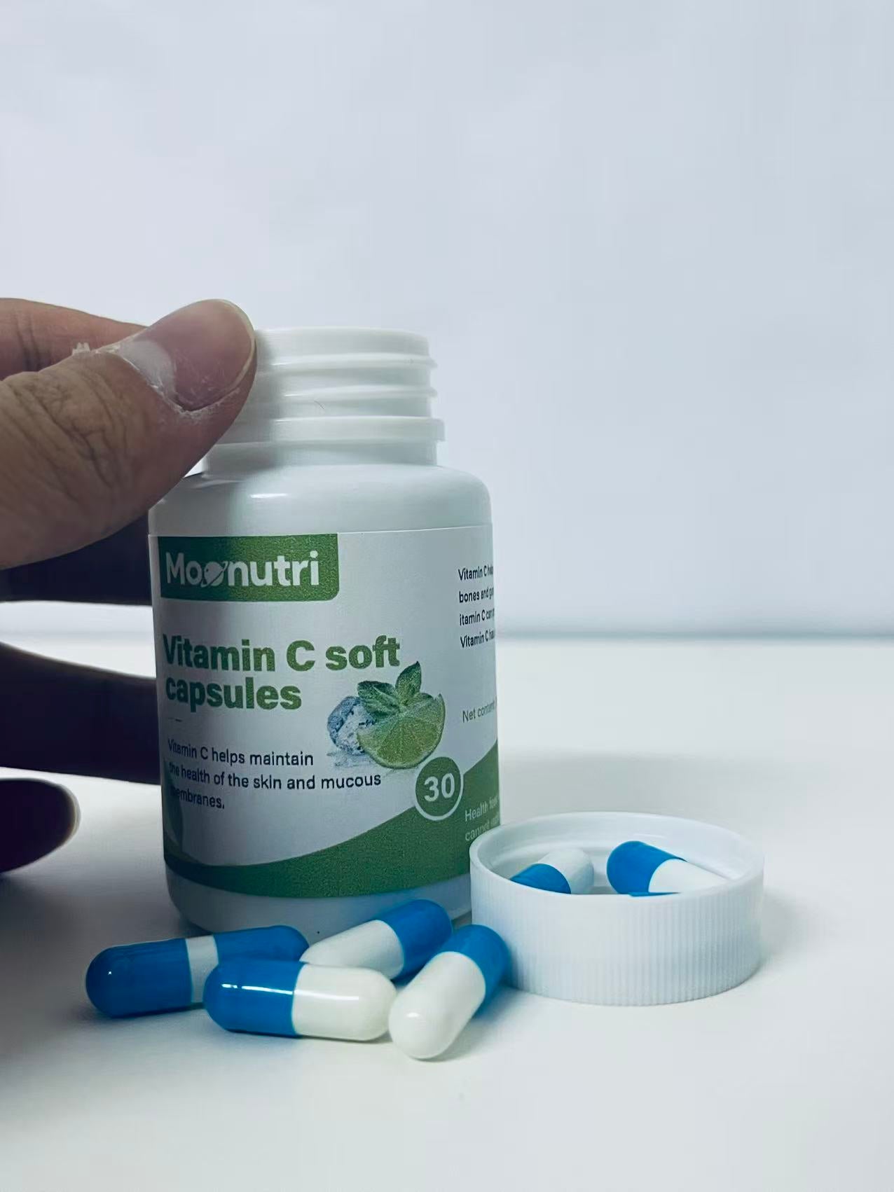 Moonutri Vitamin C Soft Capsules 30-Count Fresh & Easy to Absorb A Daily Nutritional Partner for Skin & Mucous Membrane Health
