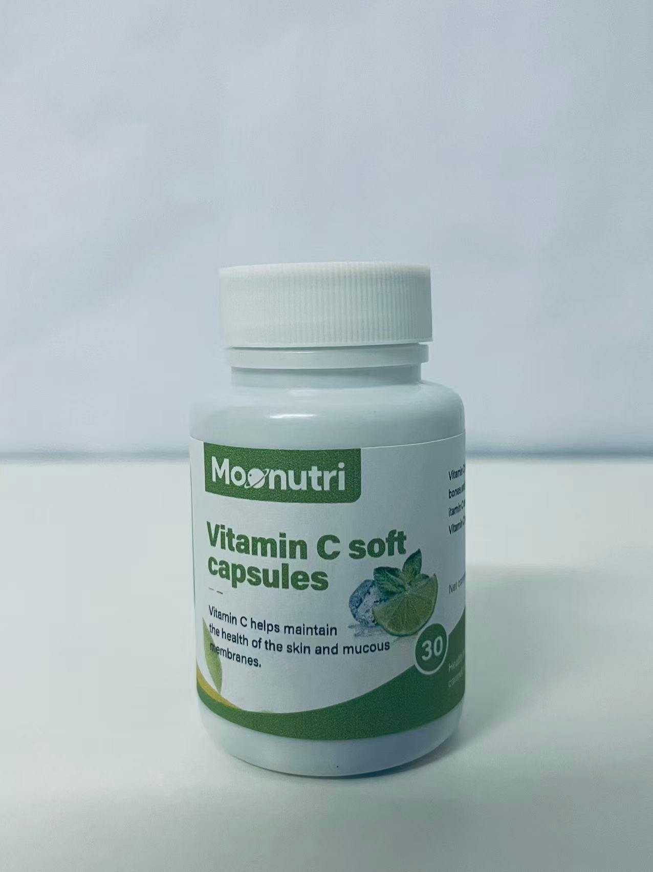 Moonutri Vitamin C Soft Capsules 30-Count Fresh & Easy to Absorb A Daily Nutritional Partner for Skin & Mucous Membrane Health