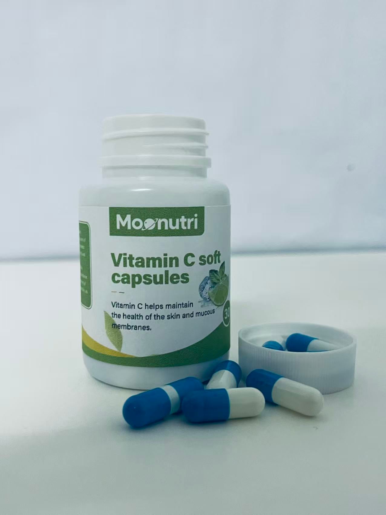 Moonutri Vitamin C Soft Capsules 30-Count Fresh & Easy to Absorb A Daily Nutritional Partner for Skin & Mucous Membrane Health