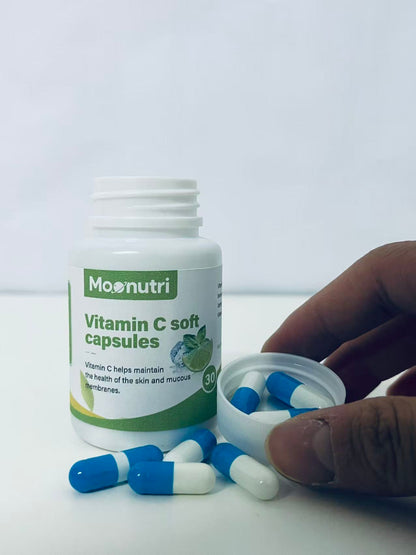 Moonutri Vitamin C Soft Capsules 30-Count Fresh & Easy to Absorb A Daily Nutritional Partner for Skin & Mucous Membrane Health