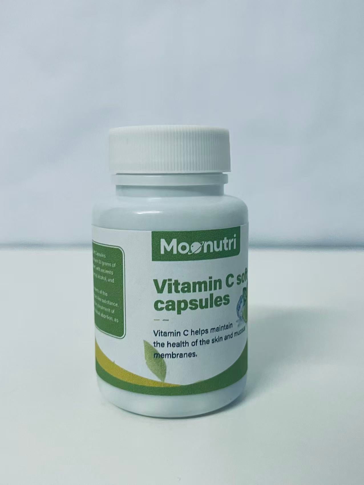 Moonutri Vitamin C Soft Capsules 30-Count Fresh & Easy to Absorb A Daily Nutritional Partner for Skin & Mucous Membrane Health