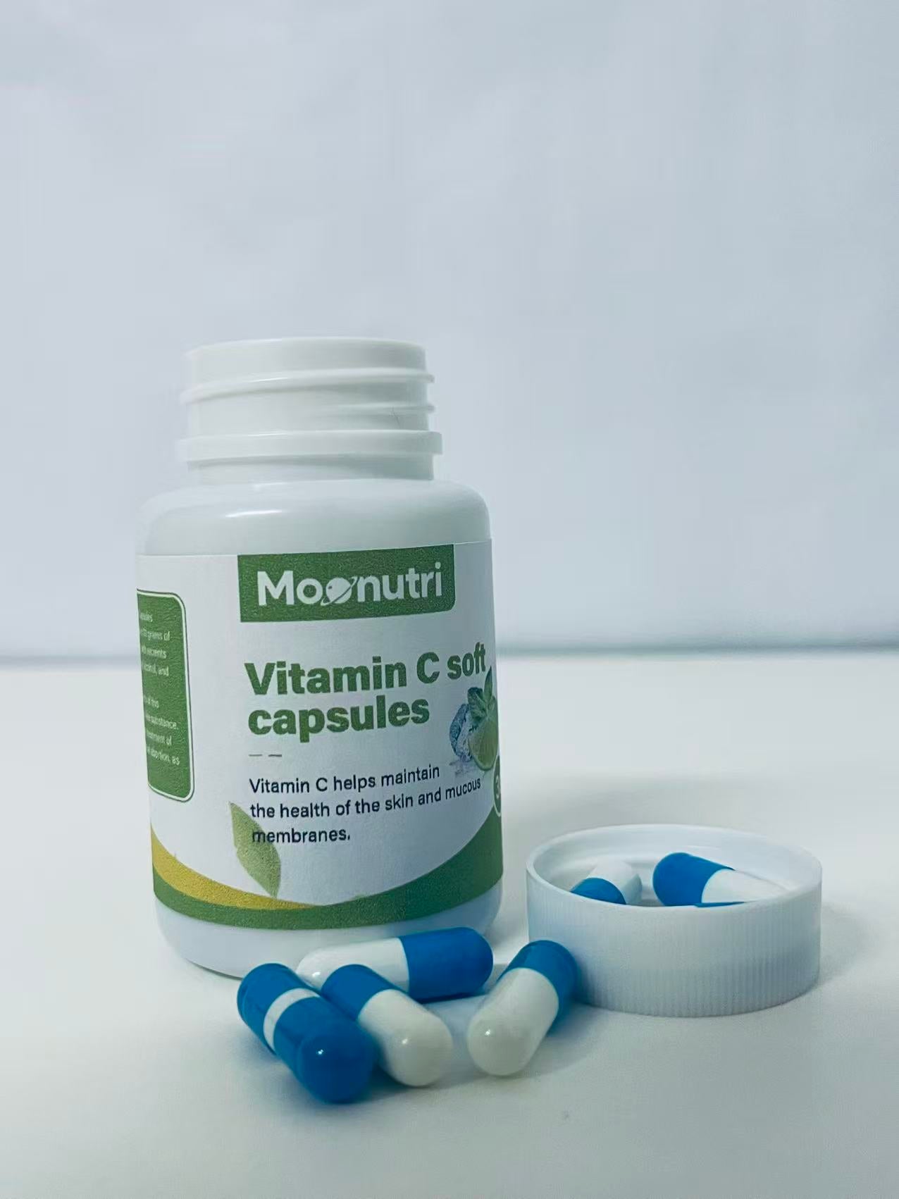 Moonutri Vitamin C Soft Capsules 30-Count Fresh & Easy to Absorb A Daily Nutritional Partner for Skin & Mucous Membrane Health