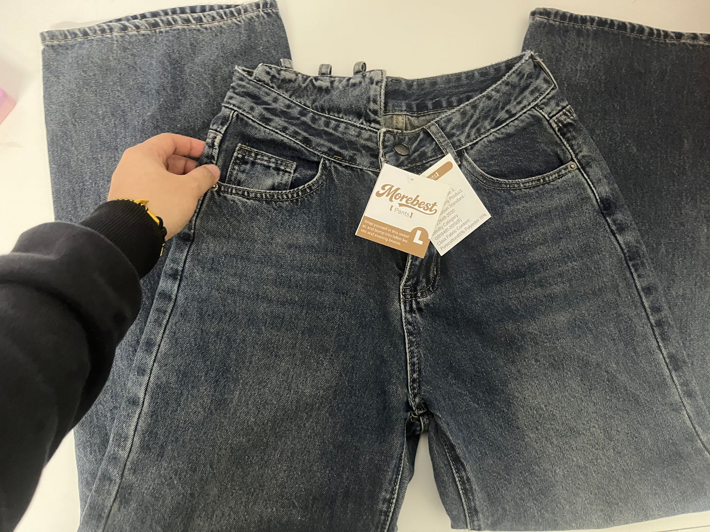 【Morebest High-Waisted Wide-Leg Denim Pants】—— Timeless Retro Comfort for Effortless Everyday Style