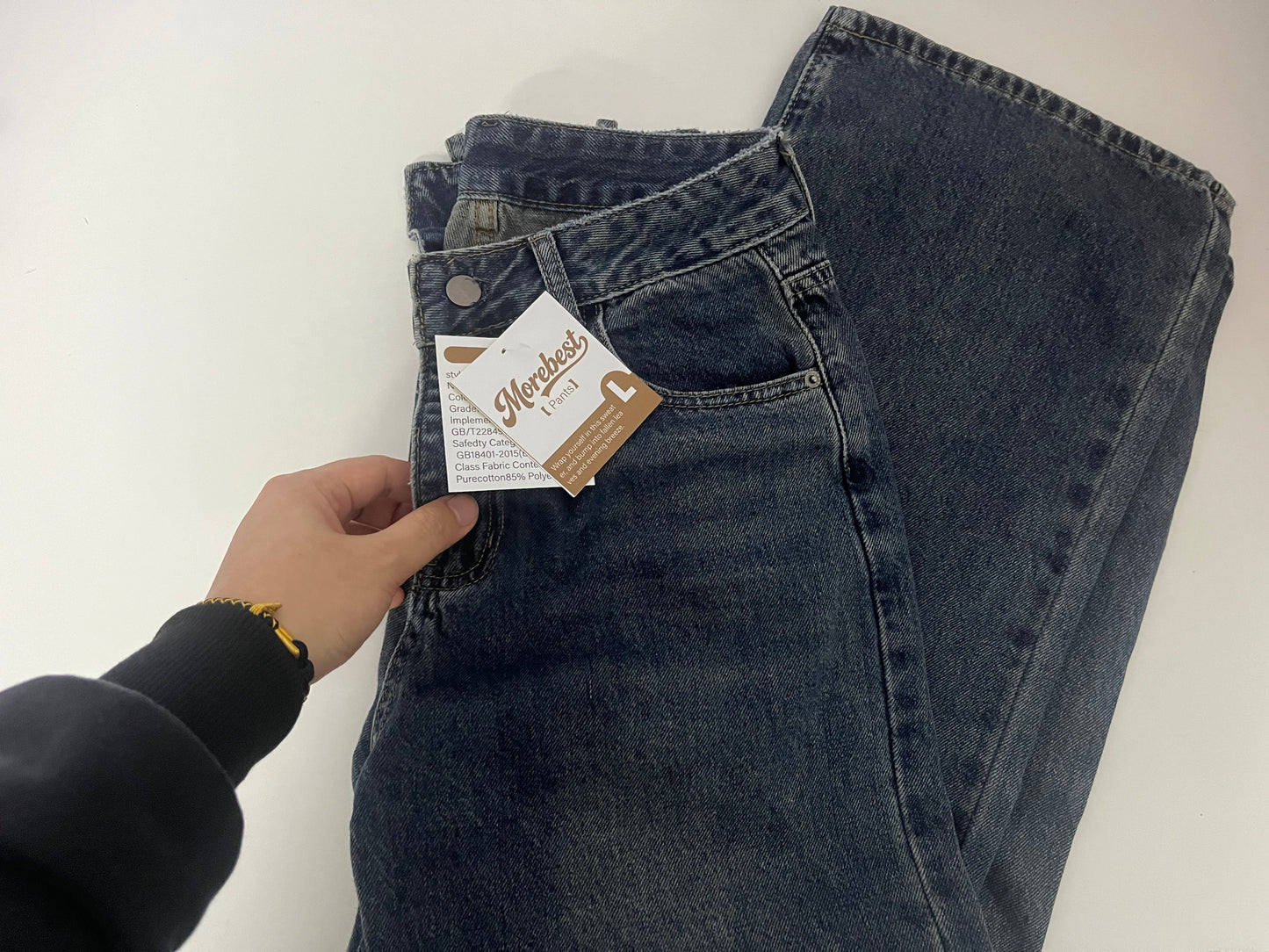 【Morebest High-Waisted Wide-Leg Denim Pants】—— Timeless Retro Comfort for Effortless Everyday Style