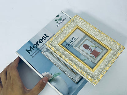 Morest European Vintage Pattern Picture Frame, Light Luxury Art Tabletop Frame to Freeze Beautiful Moments in Life