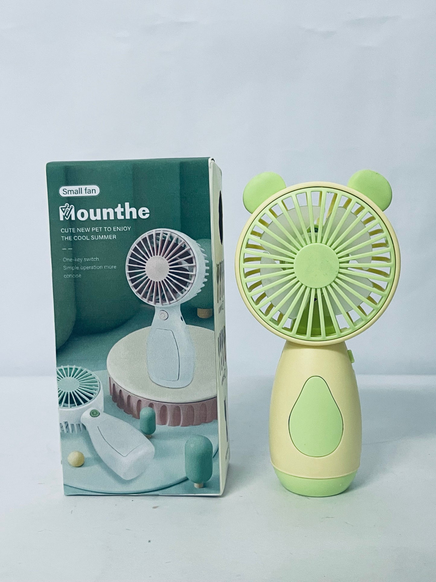 Mounthe Cute Handheld Mini Fan – Portable & USB,Rechargeable,Lightweight (Green)