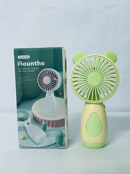 Mounthe Cute Handheld Mini Fan – Portable & USB,Rechargeable,Lightweight (Green)