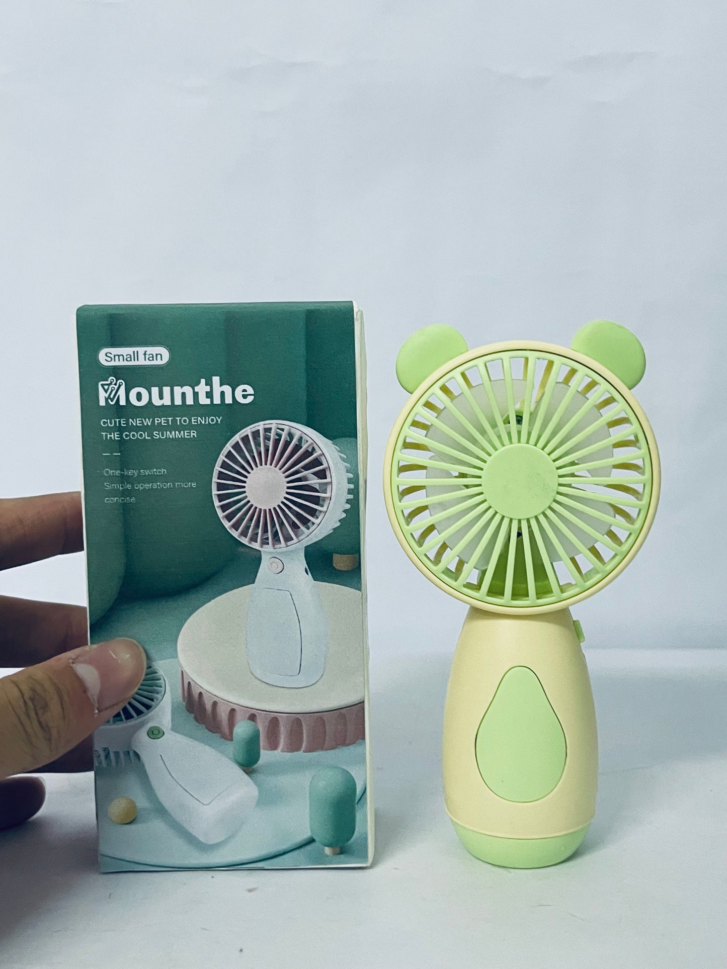 Mounthe Cute Handheld Mini Fan – Portable & USB,Rechargeable,Lightweight (Green)