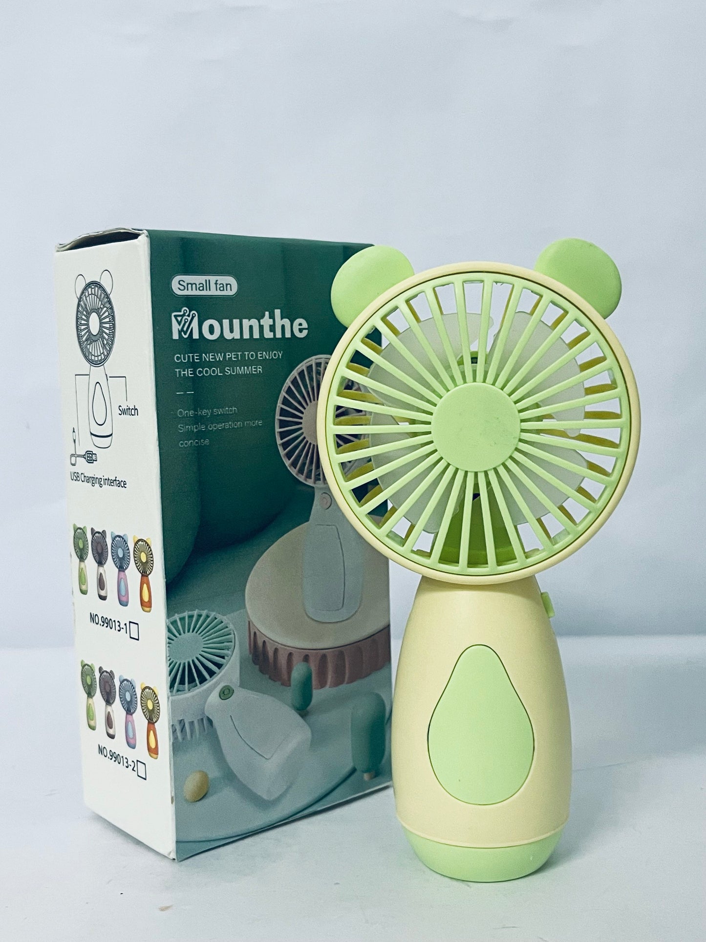 Mounthe Cute Handheld Mini Fan – Portable & USB,Rechargeable,Lightweight (Green)