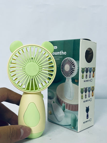 Mounthe Cute Handheld Mini Fan – Portable & USB,Rechargeable,Lightweight (Green)