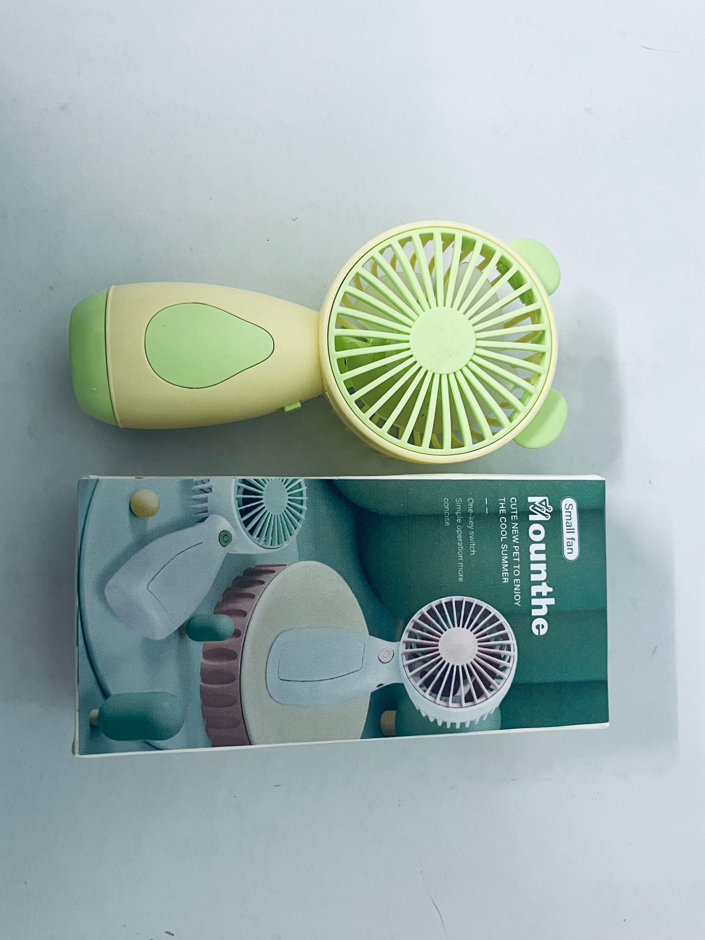 Mounthe Cute Handheld Mini Fan – Portable & USB,Rechargeable,Lightweight (Green)