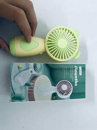 Mounthe Cute Handheld Mini Fan – Portable & USB,Rechargeable,Lightweight (Green)