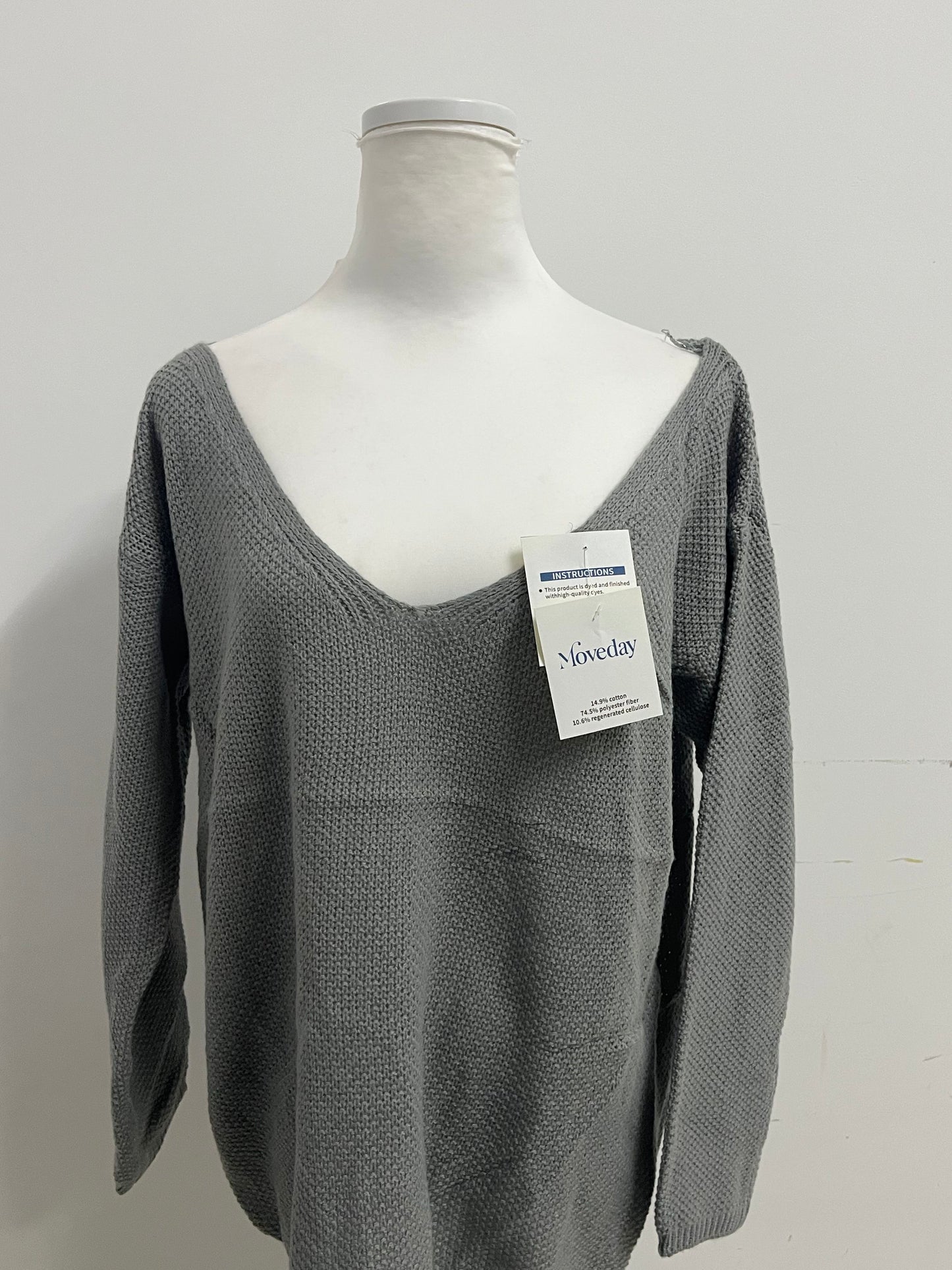 【Moveday Gray Waffle Knit Sweater】—— Cozy & Stylish Daily Wear Choice