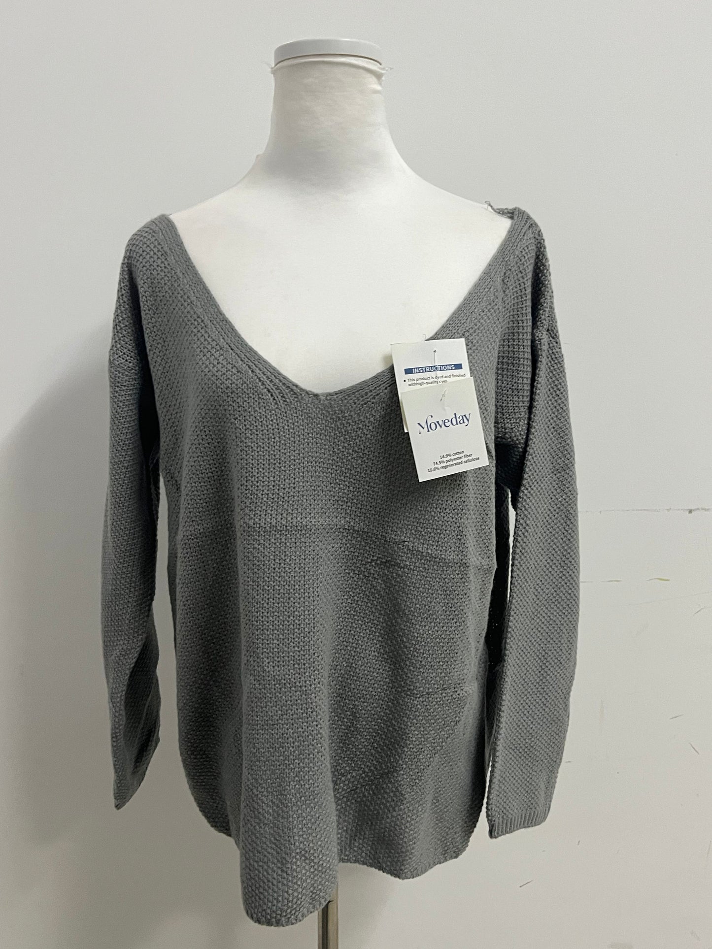 【Moveday Gray Waffle Knit Sweater】—— Cozy & Stylish Daily Wear Choice