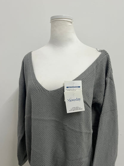 【Moveday Gray Waffle Knit Sweater】—— Cozy & Stylish Daily Wear Choice