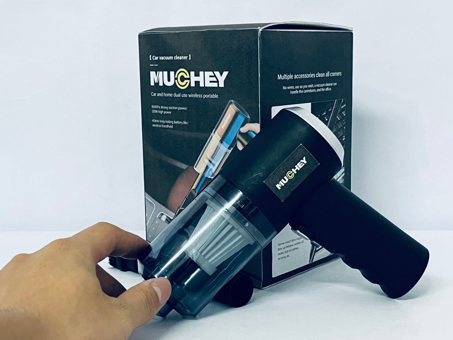 MUCHEY Handheld Car Vacuum Portable Cordless17000PA Mini Vacuums Rechargeable Foldable Vacuum Cleaner with Brushless Motor for Gifts Home,Office Pet