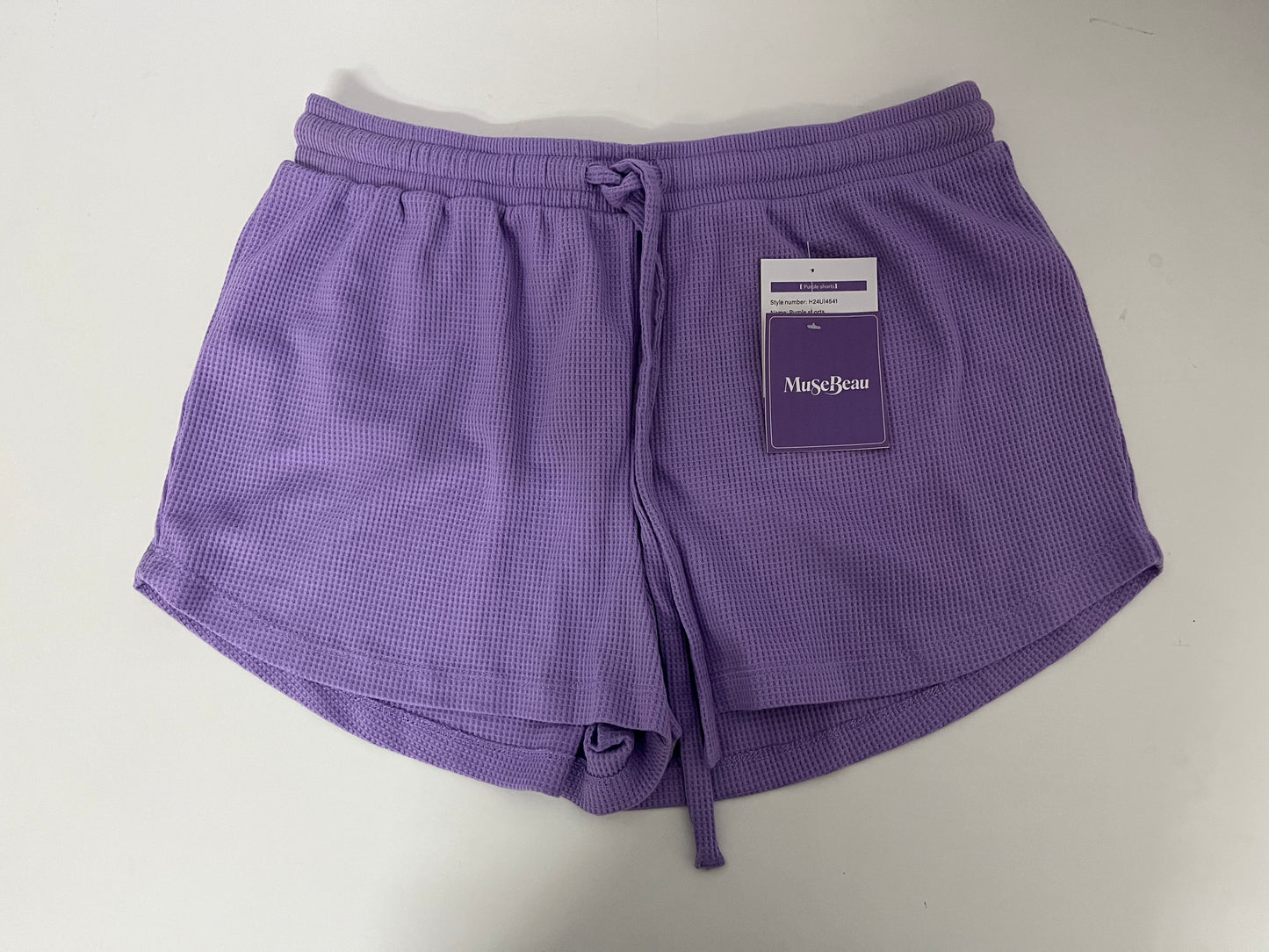 MuseBeau Pants - Adjustable Drawstring Purple Casual Shorts for Summer