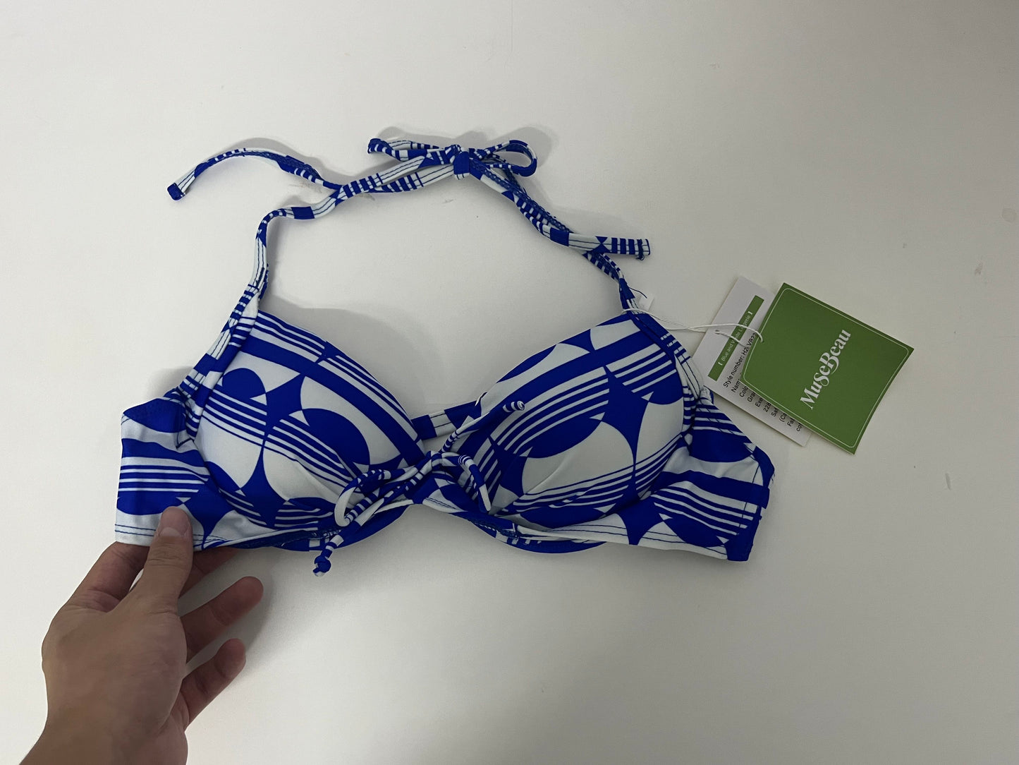 MuseBeau Bras - Breathable Geometric Halter Bra with Adjustable